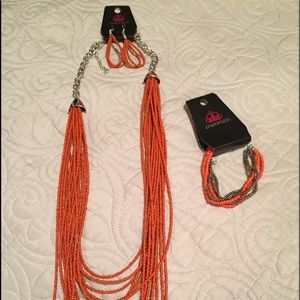 Paparazzi 3piece set necklace earrings bracelet .